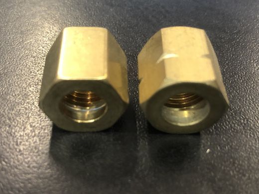 Гайка накидная М12х1,25 /М12х1,25LH (шестигранная , латунная)